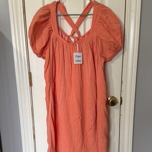 DAVI & DANI Coral Puff Sleeve Dress